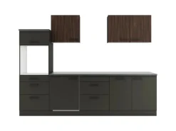 Optifit Einbauküchen<Küchenzeile KPRM 2789OE-9+ Rim/Madr o. E-Ger. Rillen Nussb./Anthr. 270cm