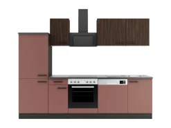 Optifit Kühlschränke<Küchenzeile KPRN2742OE-9+ Rim/Nizz o. E-Ger. Rillen Nussb./Rostrot 270cm