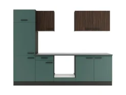 Optifit Küchenzeile KPRV2711OE-9+ Rim/Ver o. E-Ger. Rillen Nussb./Steingr. 270cm< Single-Küchen|Pantryküchen