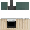 Optifit Single-Küchen|Pantryküchen<Küchenzeile KPSL 2136OE-9+ Sav/Li o. E-Ger. Steingr./Wildeiche Nb. 210cm