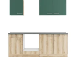 Optifit Single-Küchen|Pantryküchen<Küchenzeile KPSL 2136OE-9+ Sav/Li o. E-Ger. Steingr./Wildeiche Nb. 210cm