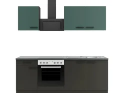 Discount Optifit Küchenzeile KPVM 2136OE-9+  o. E-Geräte Steingrün/Anthrazit 210 cm