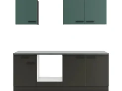 Discount Optifit Küchenzeile KPVM 2136OE-9+  o. E-Geräte Steingrün/Anthrazit 210 cm