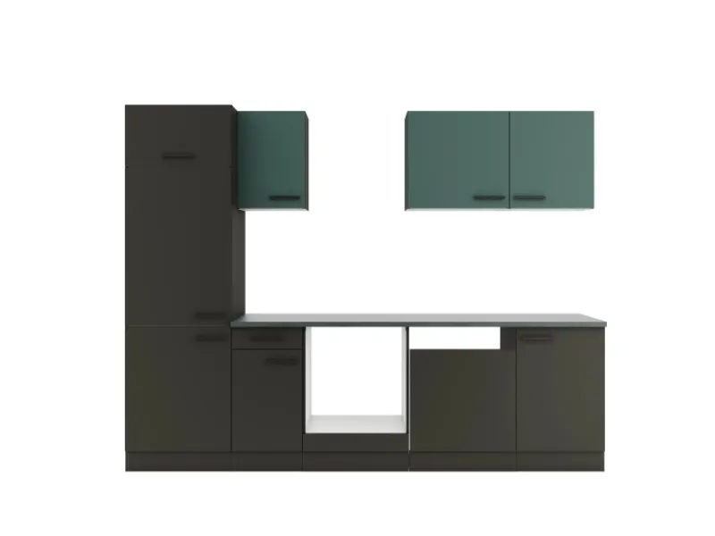 Best Optifit Küchenzeile KPVM 2702OE-9+ o. E-Geräte Steingrün/Anthrazit 270 cm