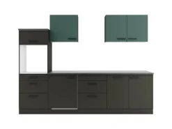 Best Optifit Küchenzeile KPVM 2789OE-9+ o. E-Geräte Steingrün/Anthrazit 270cm