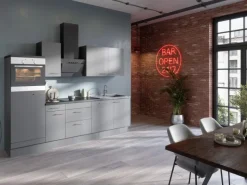 Optifit Besteckkästen|Kühlschränke<Küchenzeile Optikoncept Mats ohne E-Geräte 270 cm Basaltgrau