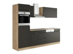 Optifit Küchenzeile OPTIkombi Noah420 ohne E-Geräte 270 cm Anthrazit/Wildeiche< Kühlschränke