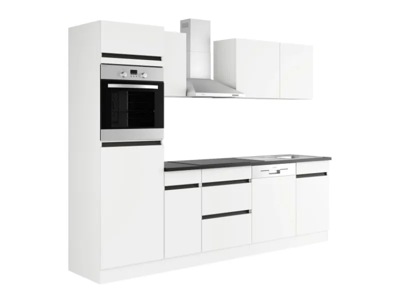 Outlet Optifit Küchenzeile OPTIkombi Luca932 ohne E-Geräte 270 cm Breite Weiß