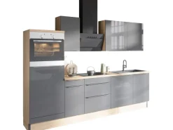 Optifit Küchenzeile Optikoncept Linus ohne E-Geräte 270 cm Anthrazit-Wildeiche< Besteckkästen