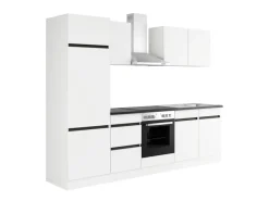 Optifit Kühlschränke<Küchenzeile OPTIkombi Luca932 mit E-Geräten 270 cm Breite Weiß