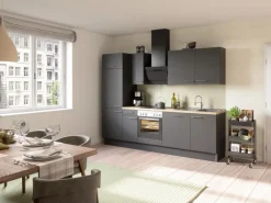 Outlet Optifit Küchenzeile Optikoncept Ingvar ohne E-Geräte 270 cm Anthrazit