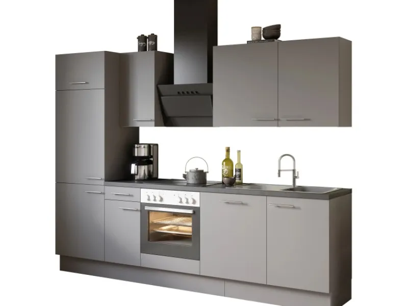 Clearance Optifit Küchenzeile Optikoncept Mats ohne E-Geräte 270 cm Basaltgrau