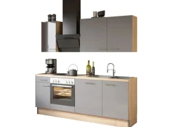 Optifit Einbauküchen<Küchenzeile Optikoncept Jonte 210 cm Anthrazit-Wildeiche Nachb.