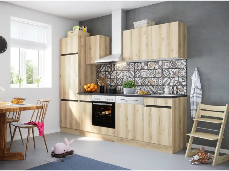 Outlet Optifit Küchenzeile OPTIkombi Kaya290 ohne E-Geräte 270 cm Breite Wildeiche NB