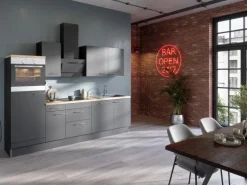 Optifit Herde|Kühlschränke<Küchenzeile Optikoncept Ingvar ohne E-Geräte 270 cm Anthrazit