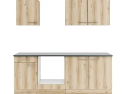 Optifit Kühlschränke<Livorno290 Küchenzeile 210 cm ohne E-Geräte Wildeiche Nachbildung