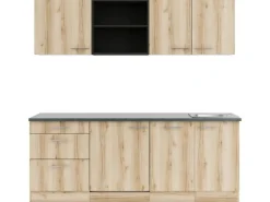 Outlet Optifit Livorno290 Küchenzeile 210 cm Wildeiche Nachbildung