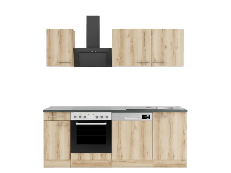 New Optifit Livorno290 Küchenzeile 210 cm Wildeiche Nachbildung