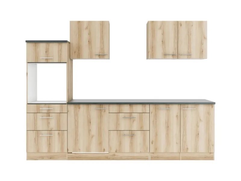New Optifit Livorno290 Küchenzeile 270 cm ohne E-Geräte Wildeiche Nachbildung