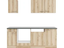 Optifit Livorno290 Küchenzeile 210 cm ohne E-Geräte Wildeiche Nachbildung< Kochfelder|Kühlschränke