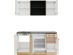 Optifit Miniküchen|Kochfelder<Livorno290 Miniküche 150 cm Wildeiche Nachbildung