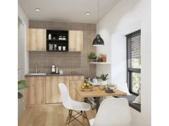 Optifit Miniküchen|Kochfelder<Livorno290 Miniküche 150 cm Wildeiche Nachbildung