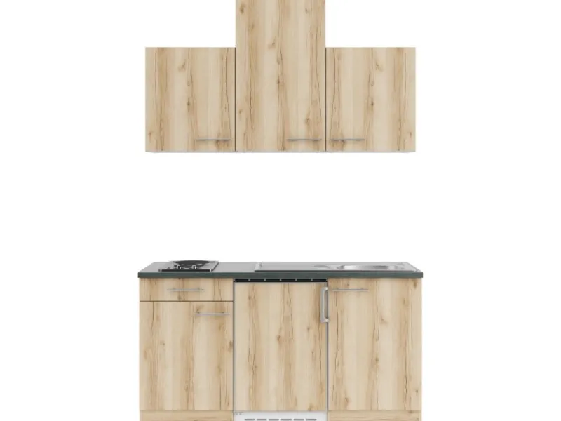 Best Optifit Livorno290 Miniküche 150 cm Wildeiche Nachbildung
