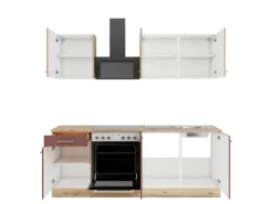 Optifit Winkelküchen<Livorno290/Bari407 Küchenzeile 210 cm Wildeiche Nachbildung / Rostrot
