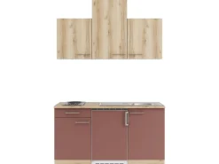Optifit Livorno290/Bari407 Miniküche 150 cm Wildeiche Nachbildung / Rostrot< Miniküchen|Winkelküchen