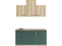 Hot Optifit Livorno290/Savona405 Miniküche 150 cm Wildeiche Nachbildung / Steingrün