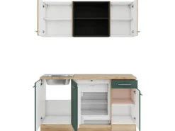 Optifit Livorno290/Savona405 Miniküche 150 cm Wildeiche Nachbildung / Steingrün< Miniküchen|Kühlschränke