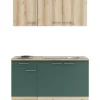 Best Optifit Livorno290/Savona405 Miniküche 150 cm Wildeiche Nachbildung / Steingrün