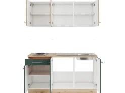 Best Optifit Livorno290/Savona405 Miniküche 150 cm Wildeiche Nachbildung / Steingrün