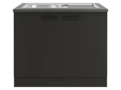 Optifit Madrid420 Küchen-Spülenunterschrank 100 cm Anthrazit Matt< Küchenschränke