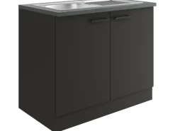 Optifit Madrid420 Küchen-Spülenunterschrank 100 cm Anthrazit Matt< Küchenschränke