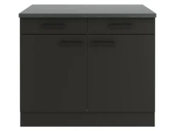 Outlet Optifit Madrid420 Küchen-Unterschrank 100 cm Anthrazit Matt