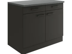 Outlet Optifit Madrid420 Küchen-Unterschrank 100 cm Anthrazit Matt