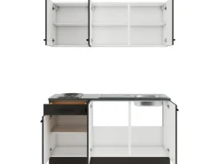 Optifit Miniküchen|Kochfelder<Madrid420 Miniküche 150 cm Anthrazit