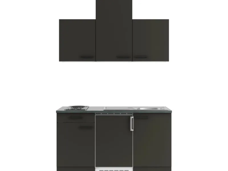 Optifit Miniküchen|Kochfelder<Madrid420 Miniküche 150 cm Anthrazit