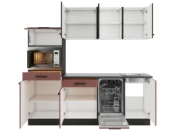 Optifit Kochfelder<Madrid420/Nizza407 Küchenzeile 210 cm ohne E-Geräte Anthrazit / Rostrot