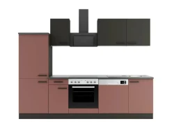 Optifit Winkelküchen<Madrid420/Nizza407 Küchenzeile 270 cm Anthrazit / Rostrot