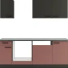 Discount Optifit Madrid420/Nizza407 Küchenzeile 210 cm ohne E-Geräte Anthrazit / Rostrot