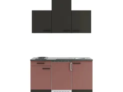 Hot Optifit Madrid420/Nizza407 Miniküche 150 cm Anthrazit / Rostrot