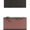 Hot Optifit Madrid420/Nizza407 Miniküche 150 cm Anthrazit / Rostrot