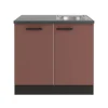 Optifit Nizza407 Küchen-Spülenschrank-Set Rostrot< Küchenschränke|Einbauküchen