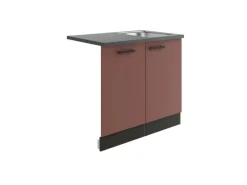 Optifit Nizza407 Küchen-Spülenschrank-Set Rostrot< Küchenschränke|Einbauküchen
