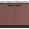 Optifit Nizza407 Küchen-Spülenunterschrank 100 cm Rostrot< Einbauküchen