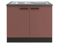 Optifit Nizza407 Küchen-Spülenunterschrank 100 cm Rostrot< Einbauküchen