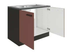Optifit Nizza407 Küchen-Spülenunterschrank 100 cm Rostrot< Einbauküchen