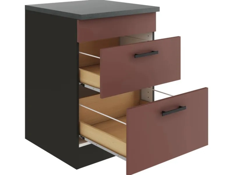 Optifit Nizza407 Küchen-Unterschrank 60 cm Rostrot< Küchenschränke|Einbauküchen